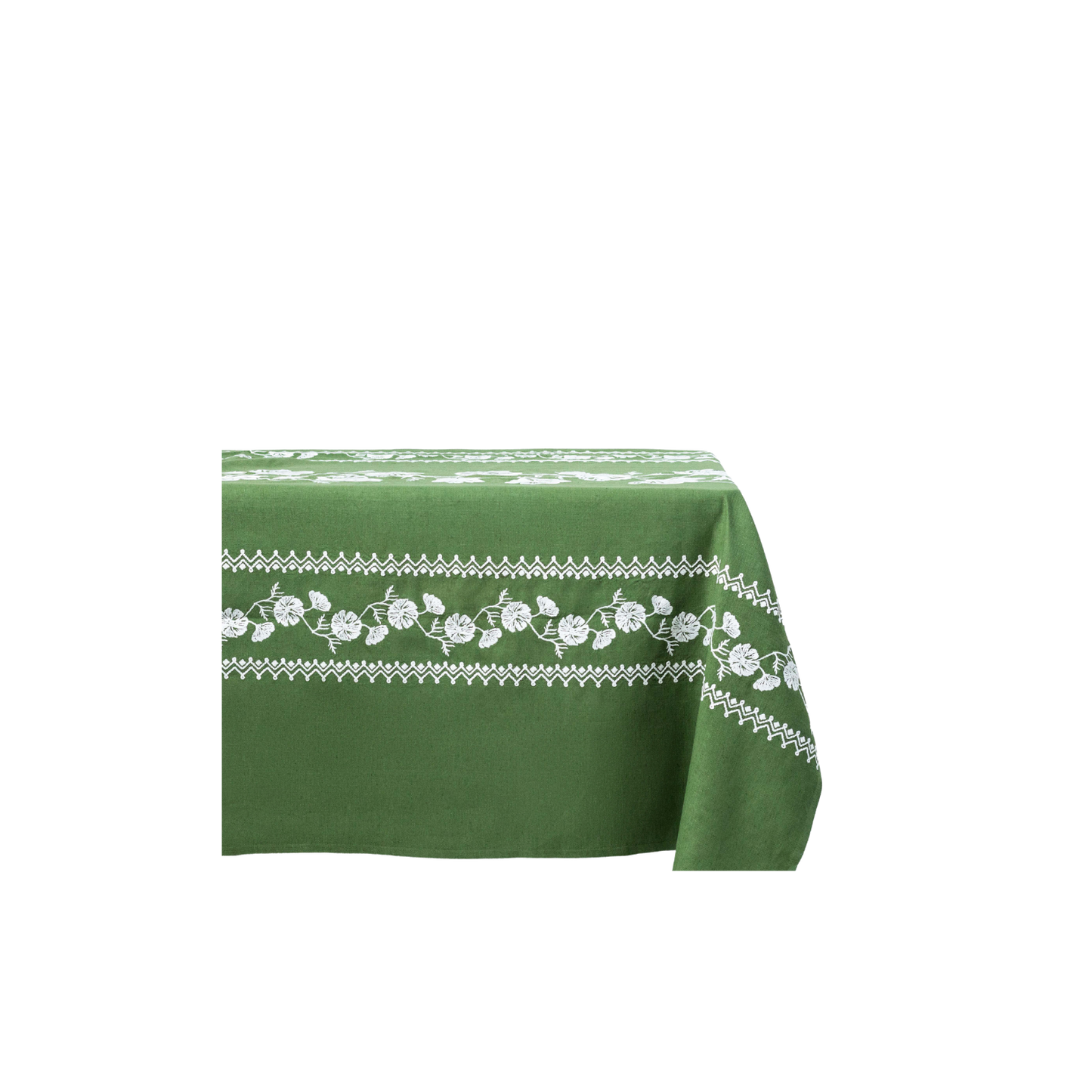 Cosmo Green Emboridered Rectangular Tablecloth