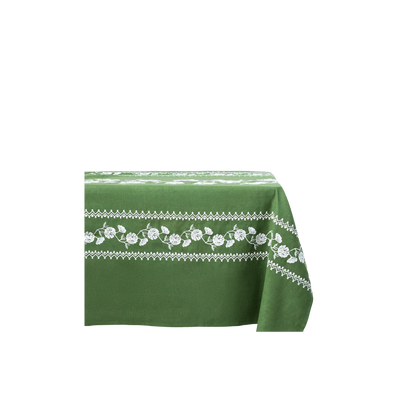 Cosmo Green Emboridered Rectangular Tablecloth