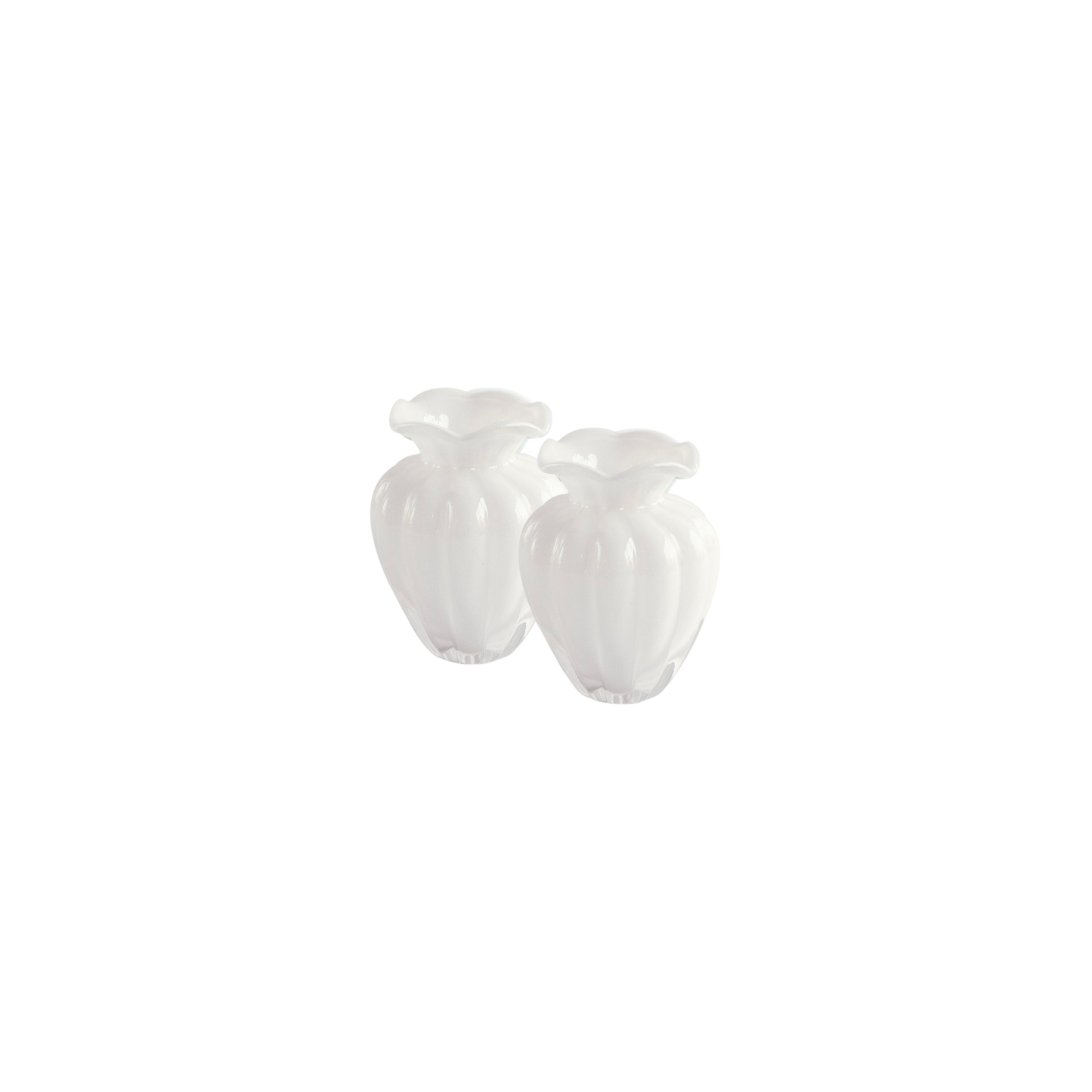 Cream Glass Petal Small Vase - Set of 2