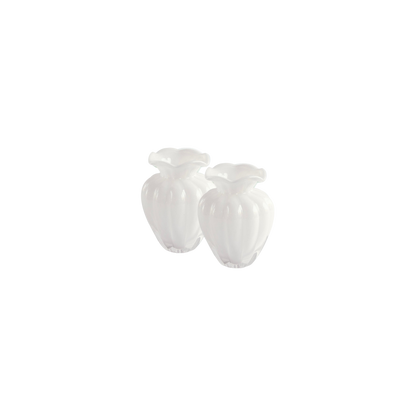 Cream Glass Petal Small Vase - Set of 2