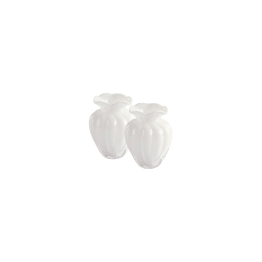 Cream Glass Petal Small Vase - Set of 2