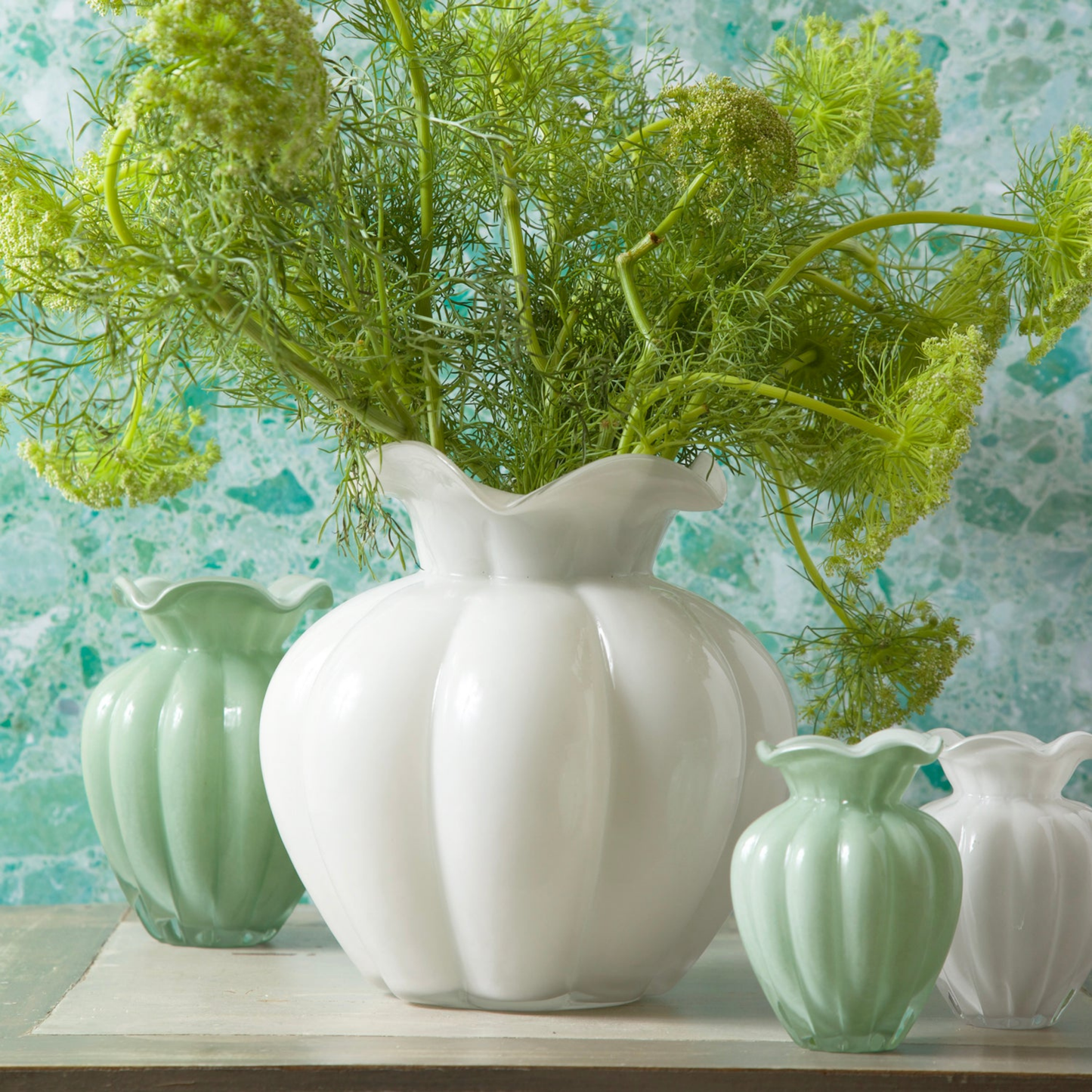 Cream Glass Petal Small Vase - Set of 2