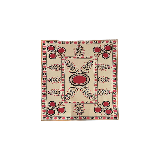 Cream, Multi Color Floral Printed Tablecloth