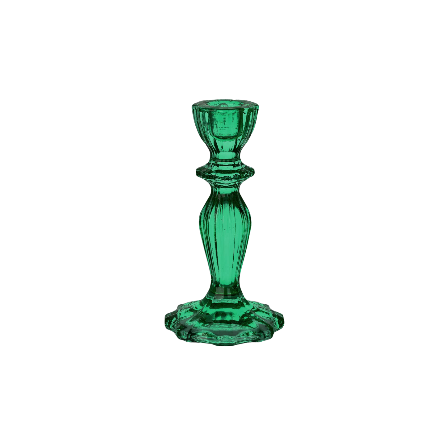 Dark Green Glass Candlestick Holder