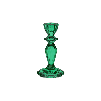 Dark Green Glass Candlestick Holder