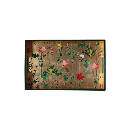 Decorative Lacquered Wood Trays (Gold Floral) 16 X 10 inches