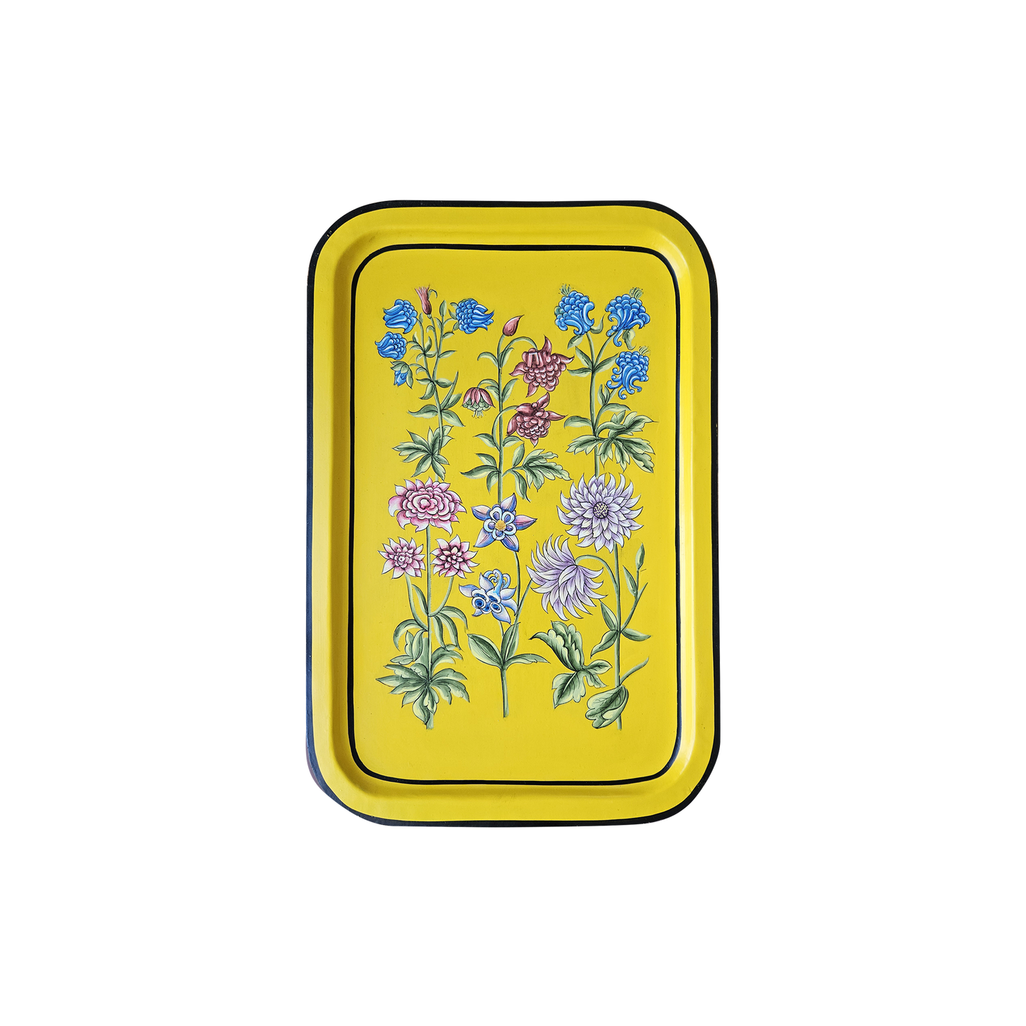 Decorative Hand Painted Iron Tray (Yellow Floral)