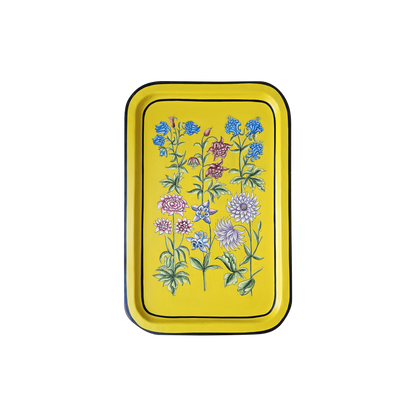 Decorative Hand Painted Iron Tray (Yellow Floral)