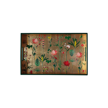 Decorative Lacquered Wood Trays (Gold Floral) 16 X 10 inches