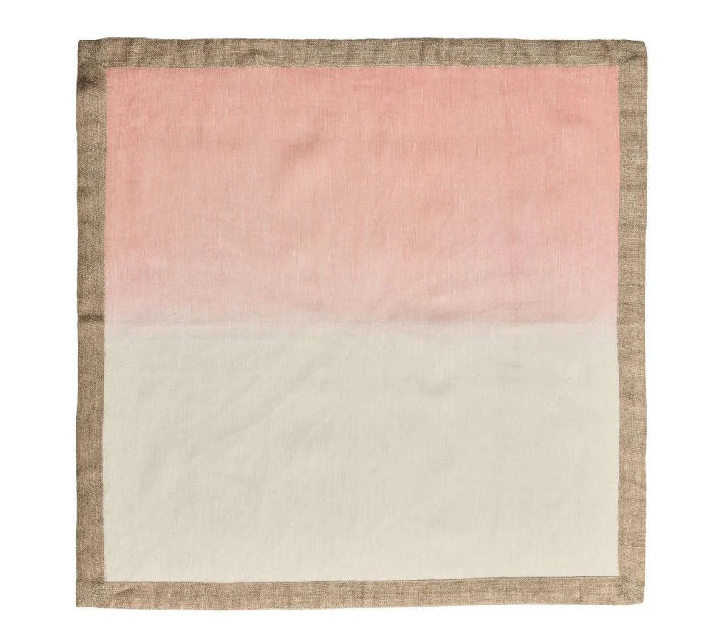 Dip Dye Napkins in Warm Tones Blush and Gold - Set of 4