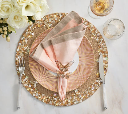 Dip Dye Napkins in Warm Tones Blush and Gold - Set of 4