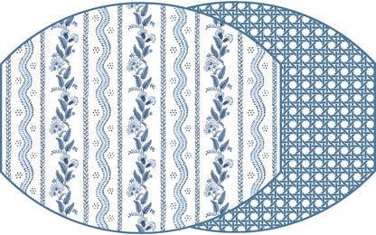 Ellipse Emma and Cane Placemat in Navy - Reversible