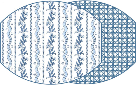 Ellipse Emma and Cane Placemat in Navy - Reversible