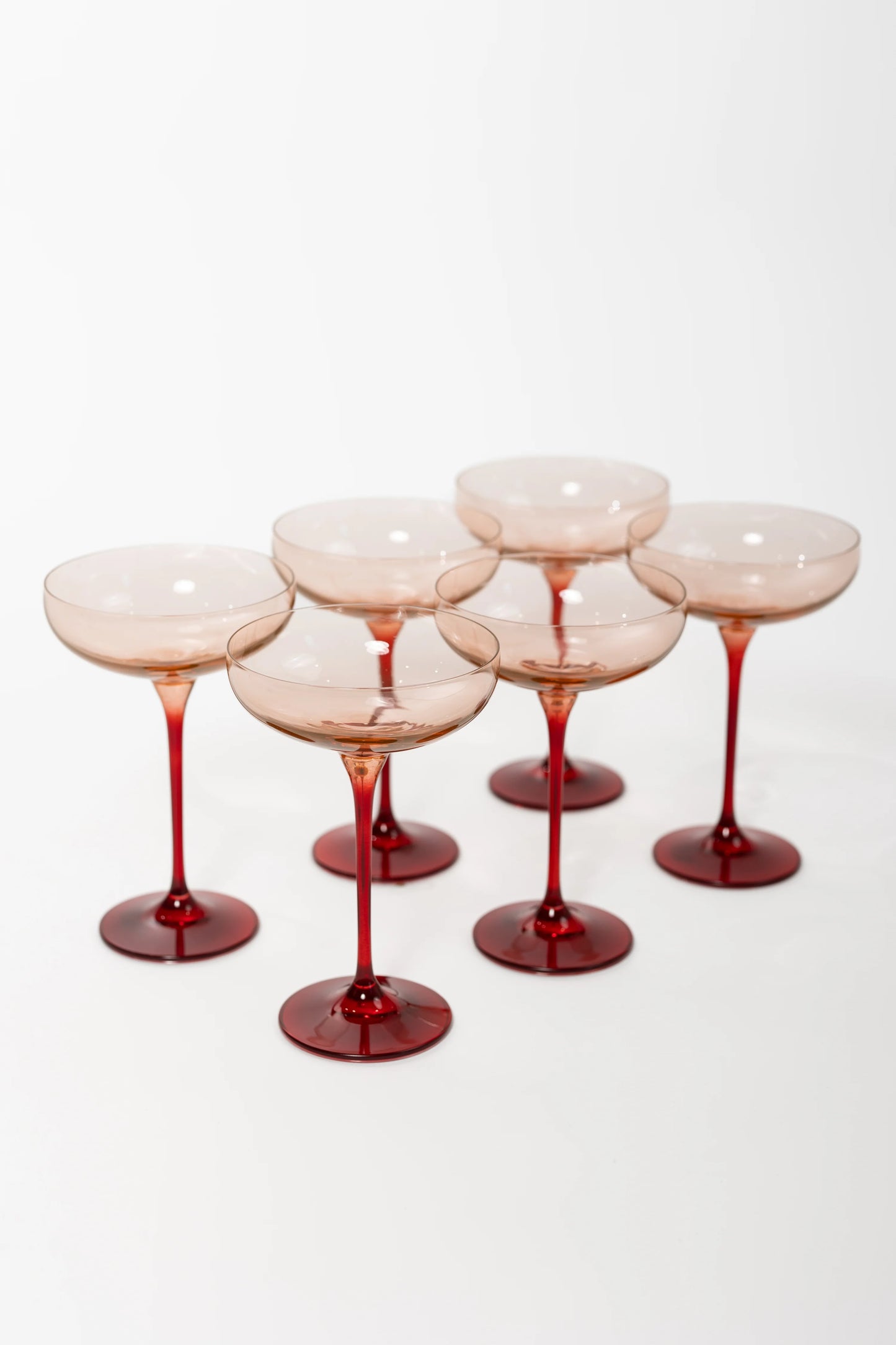 Colored Champagne Coupe - Blush Pink and Red Set of 6