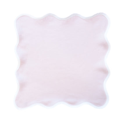 Scalloped Placemat / Napkin in Peony with white - Set of 4