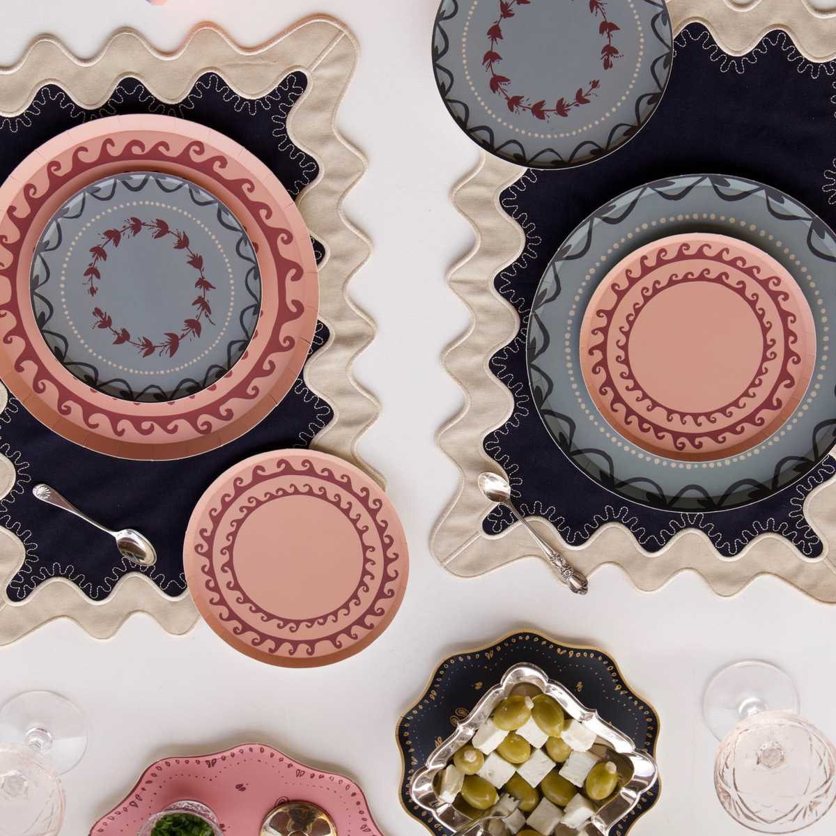 Fête Hors d'Oeuvres Plate Set - Dusty Blue