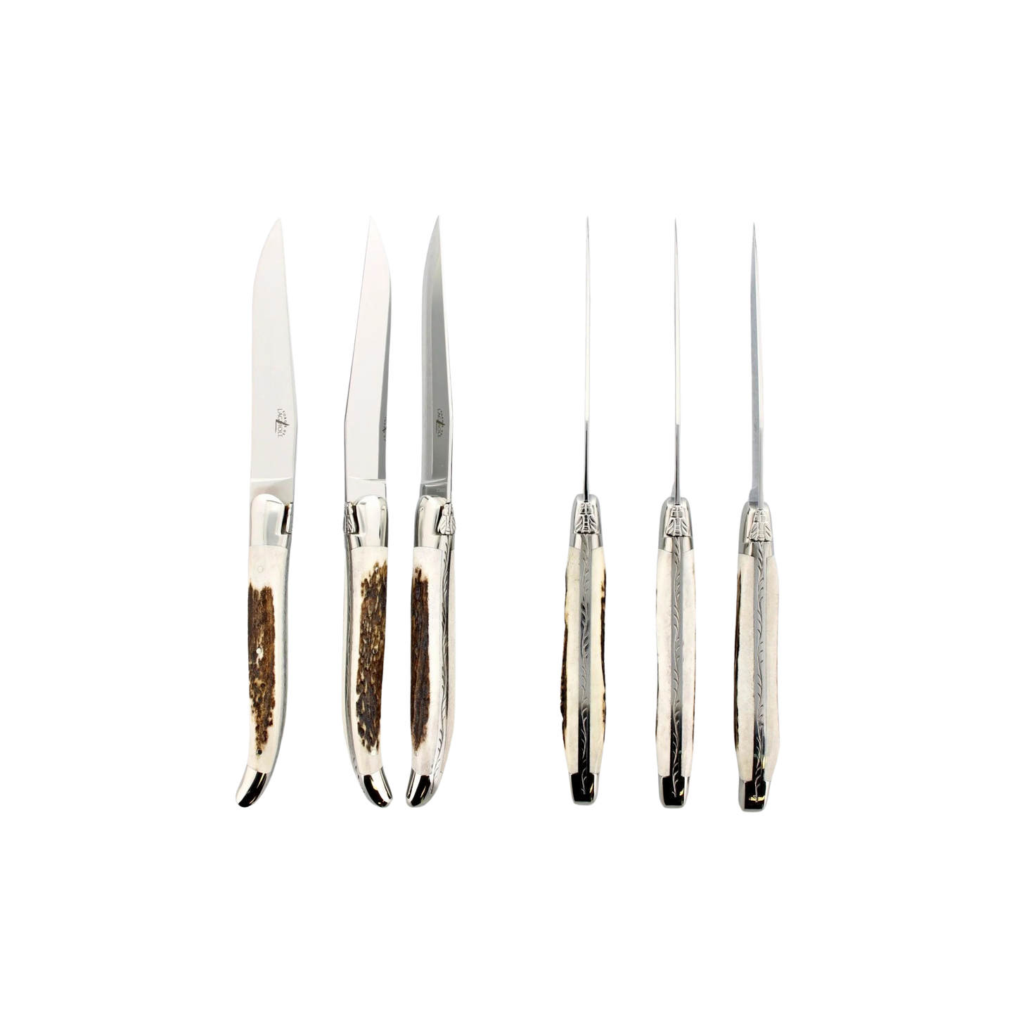 Forge de Laguiole Elk Stag Handle Steak Knives - Set of 6