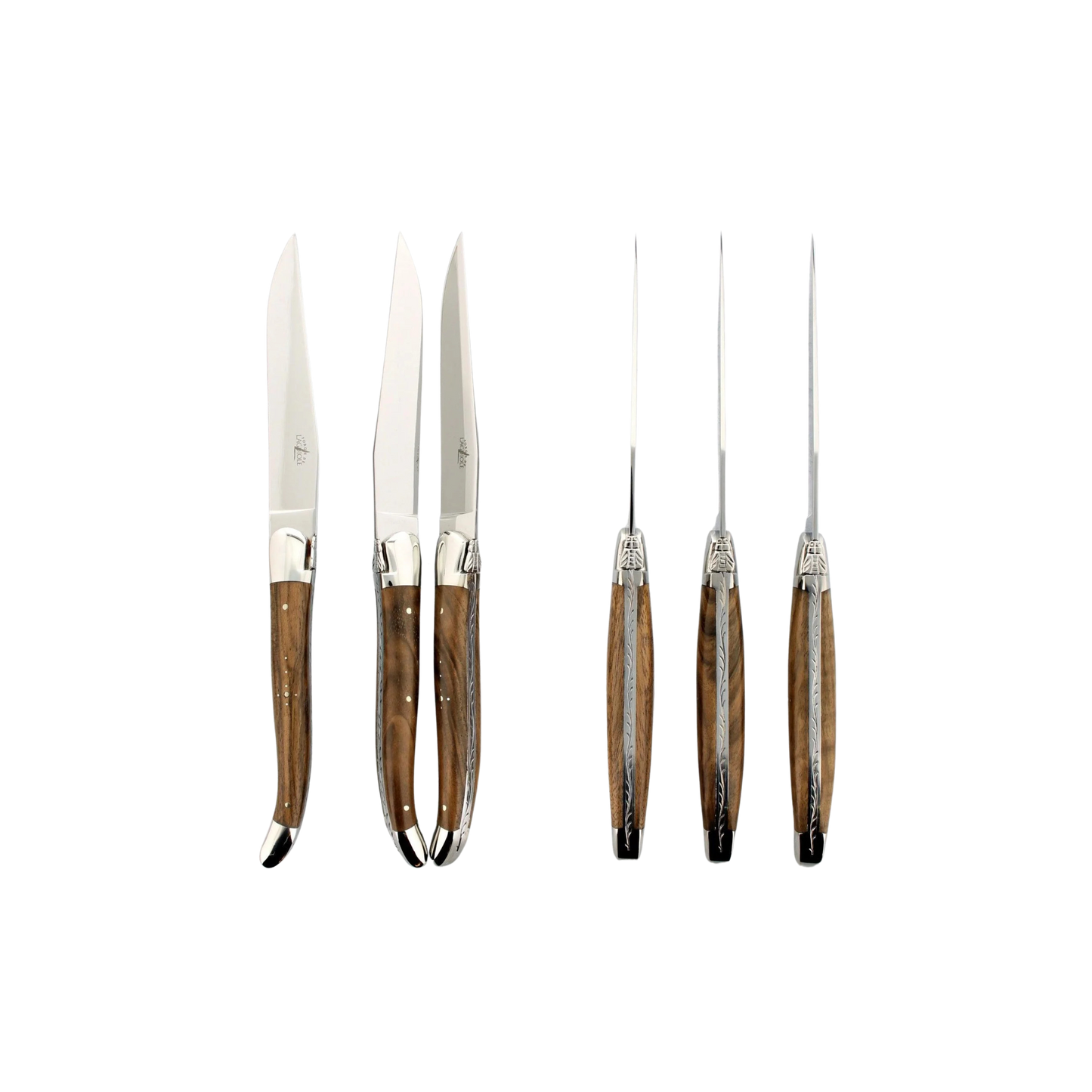 Forge de Laguiole Walnut Steak Knives Set of 6 - Shiny