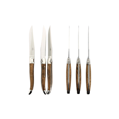 Forge de Laguiole Walnut Steak Knives Set of 6 - Shiny