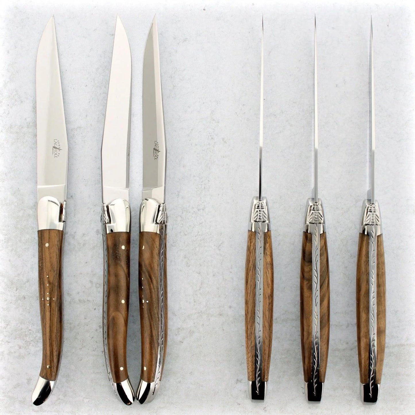 Forge de Laguiole Walnut Steak Knives Set of 6 - Shiny