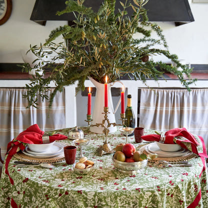 French Tablecloth Baies de Houx Red & Green Square