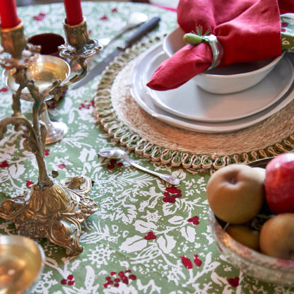 French Tablecloth Baies de Houx Red & Green Square