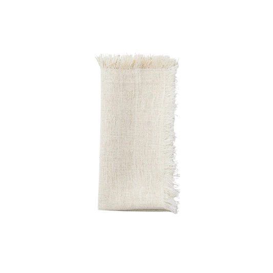 Fringe Napkins in White and Gold - Set of 4