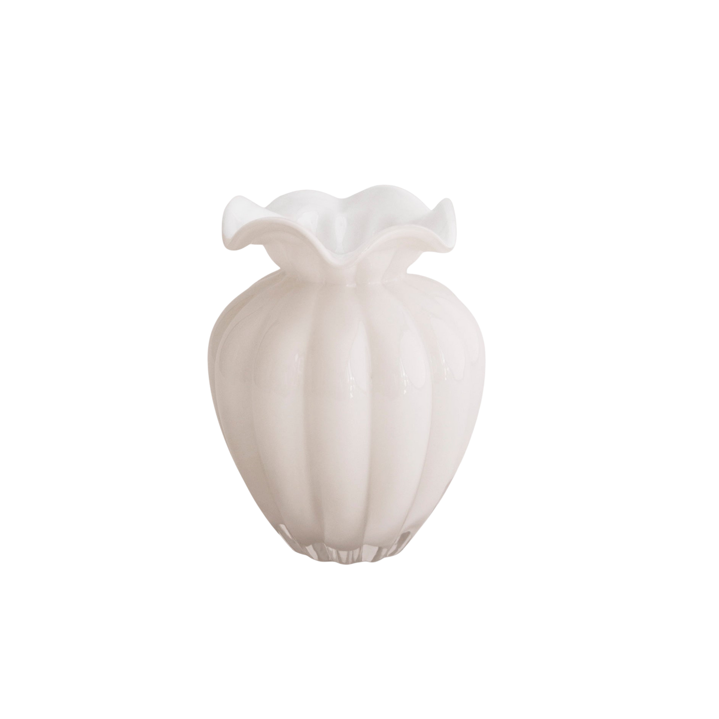 Glass Petal Large Vase - Cream