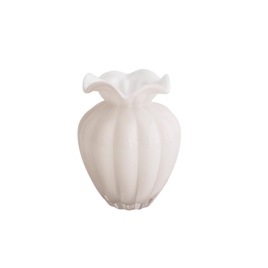Glass Petal Large Vase - Cream