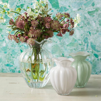 Glass Petal Medium Vase - Cream