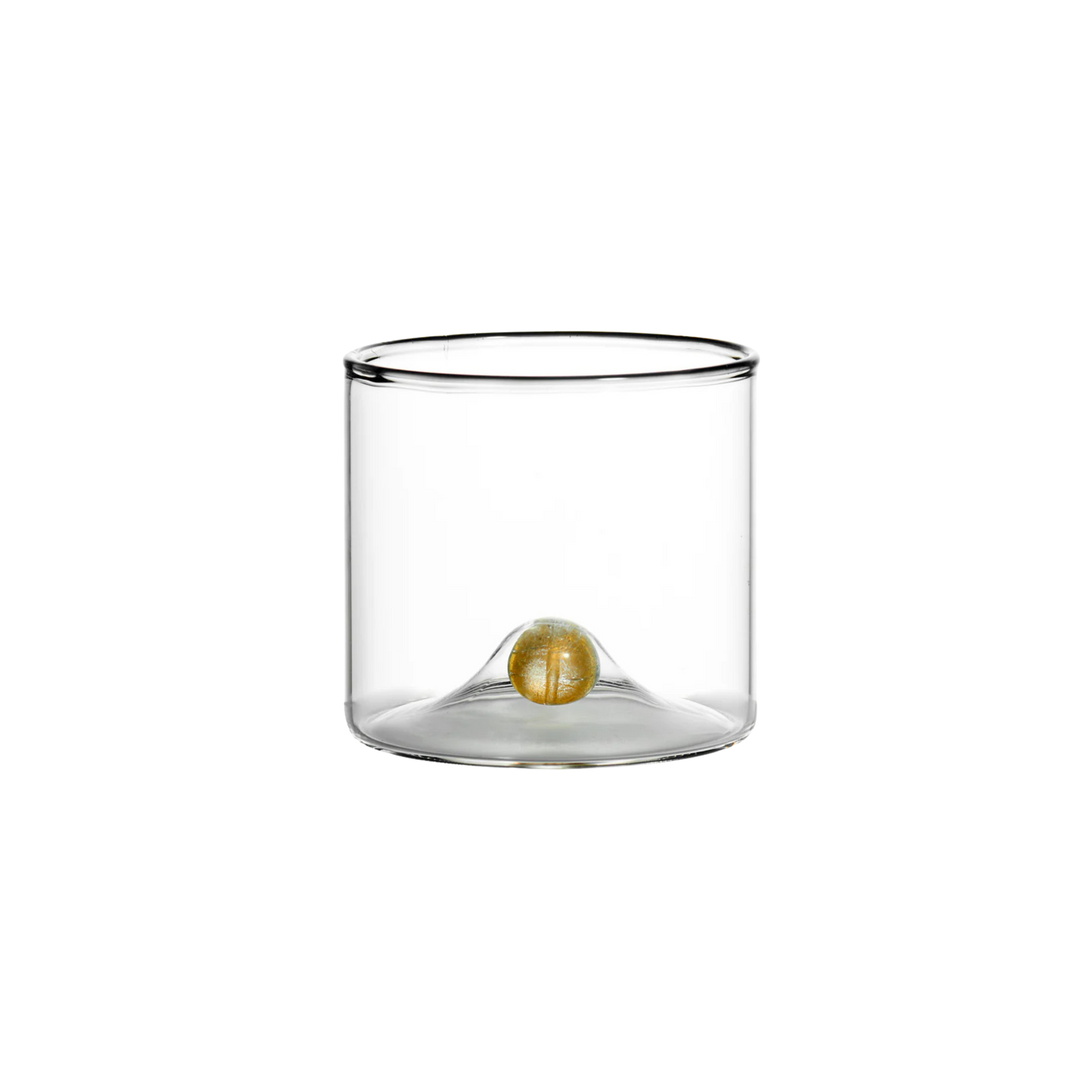 Double old-fashioned glasses with a distinctive gold ball detail at the base, adding sophistication and elegance to any table or drink presentation.