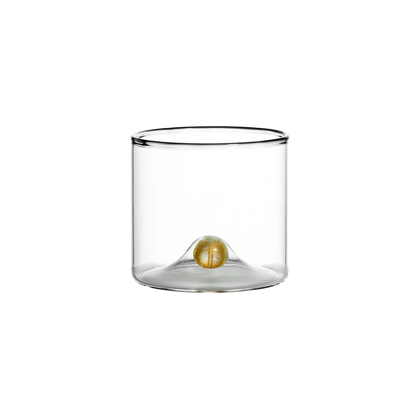 Double old-fashioned glasses with a distinctive gold ball detail at the base, adding sophistication and elegance to any table or drink presentation.