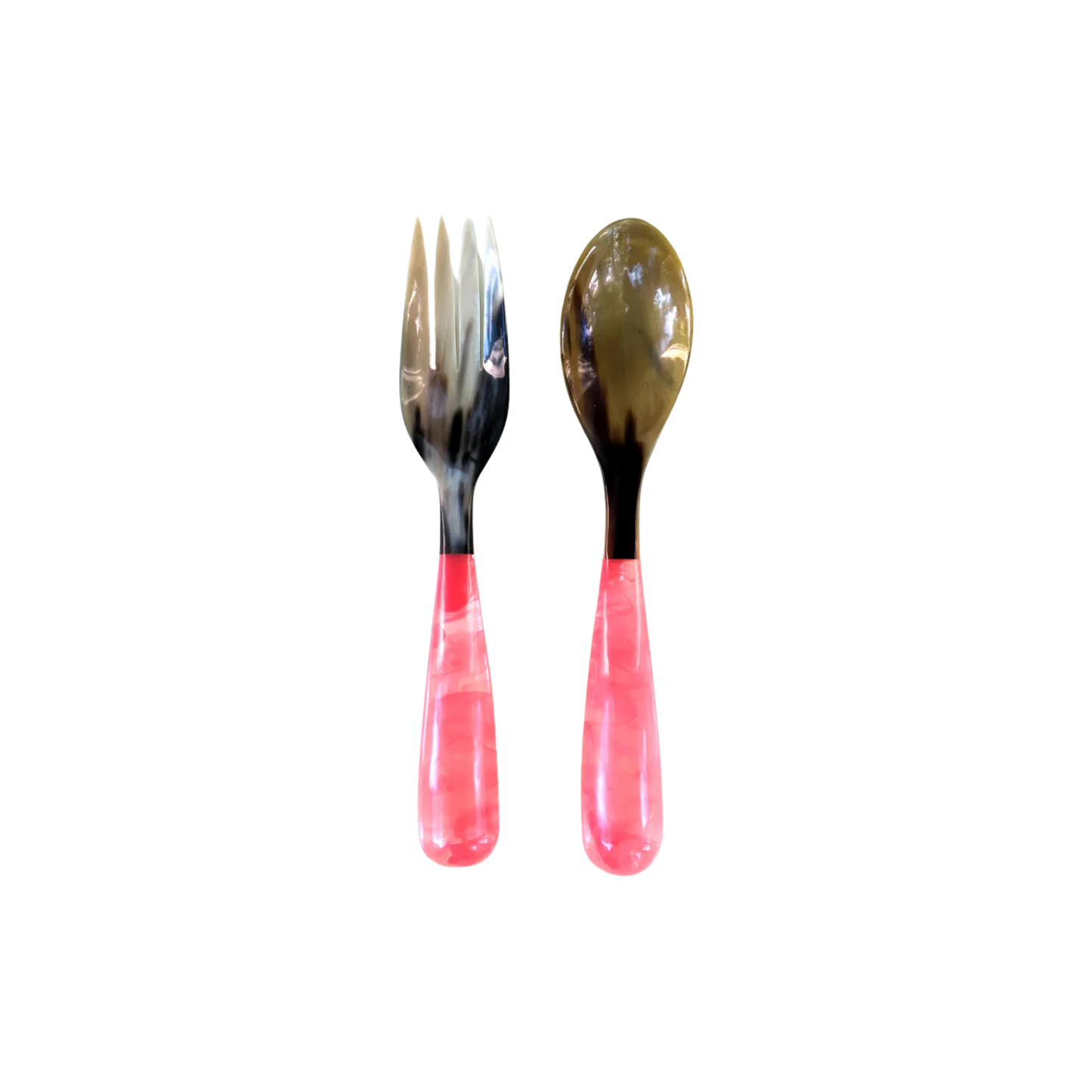 Grand Slam Servers in Pink, 14" handcrafted salad servers. Fun, colorful, and individually unique, perfect for adding a vibrant touch to your dining table. Hand wash recommended.