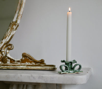 Ceramic Bow Candle Holder- Green