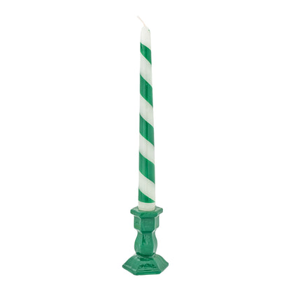 Conical Candle CM 25 Green Diagonal Stripe