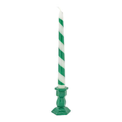 Conical Candle CM 25 Green Diagonal Stripe