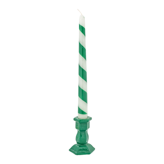 Conical Candle CM 25 Green Diagonal Stripe