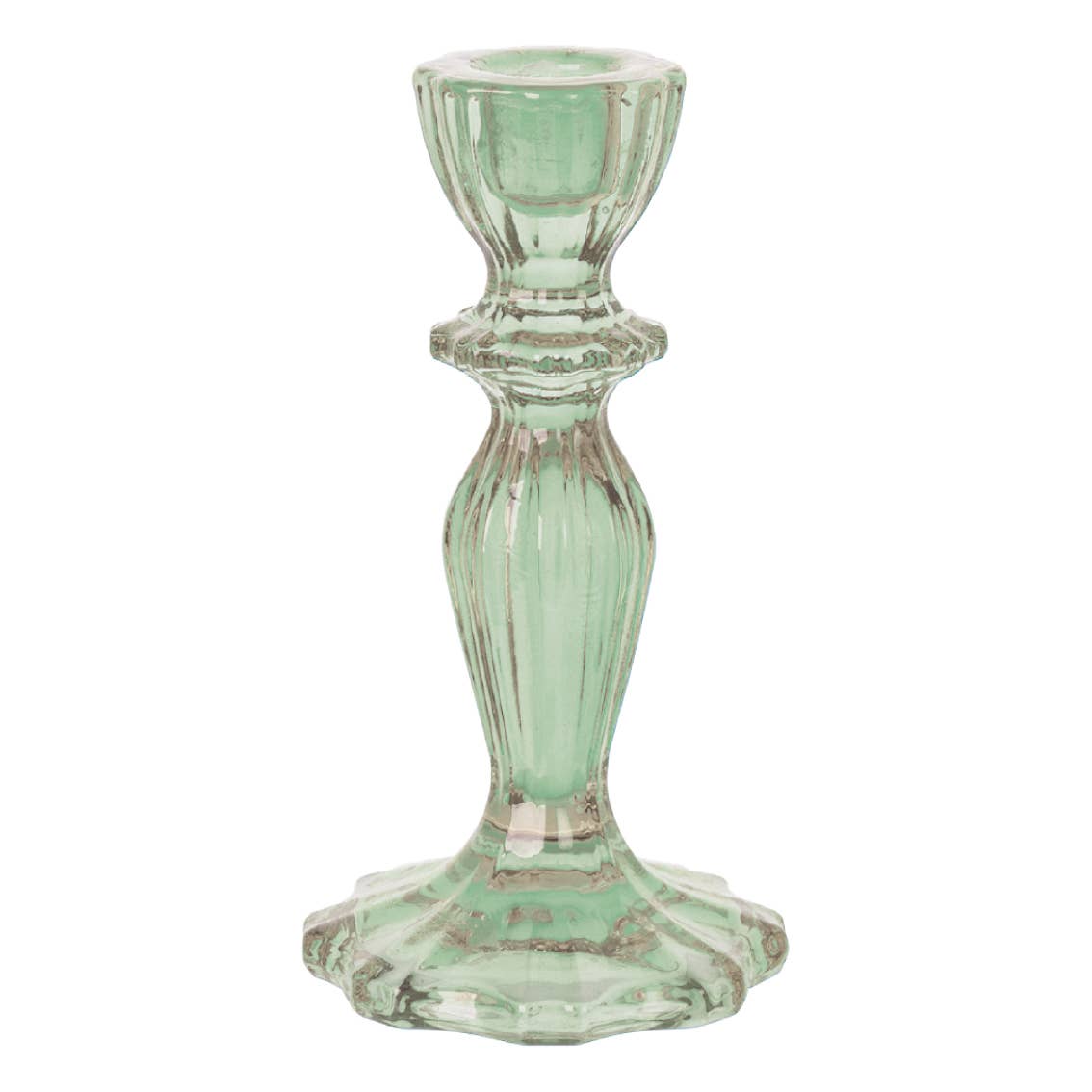 Green Glass Candlestick Holder