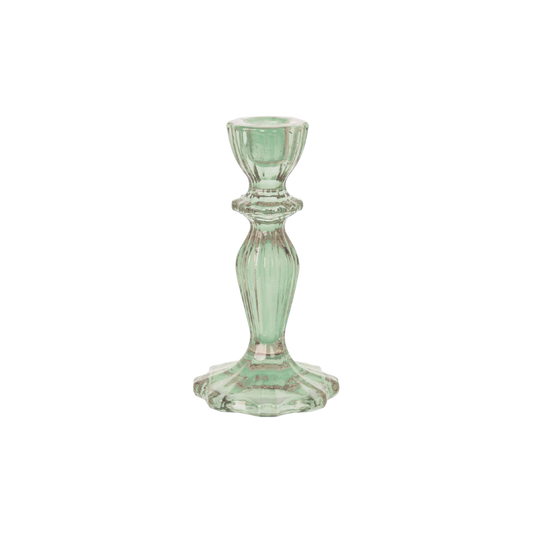 Green Glass Candlestick Holder