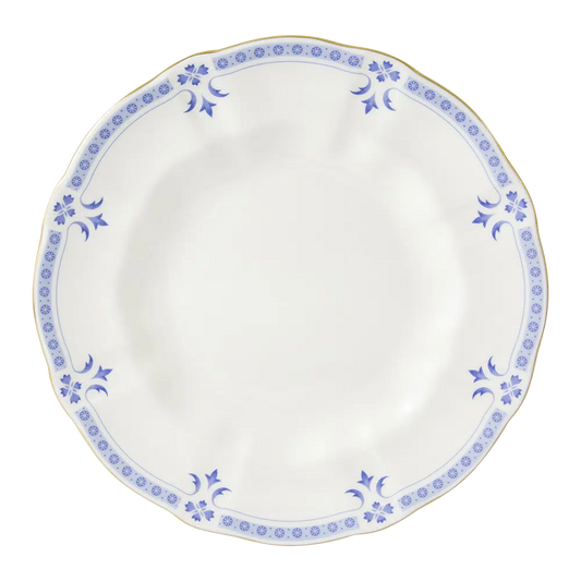 Grenville Salad Plate, crafted in England from fine bone china and adorned with 22-carat gold accents. A sophisticated choice for any table setting. Dishwasher safe, handwashing recommended. Not microwave safe.