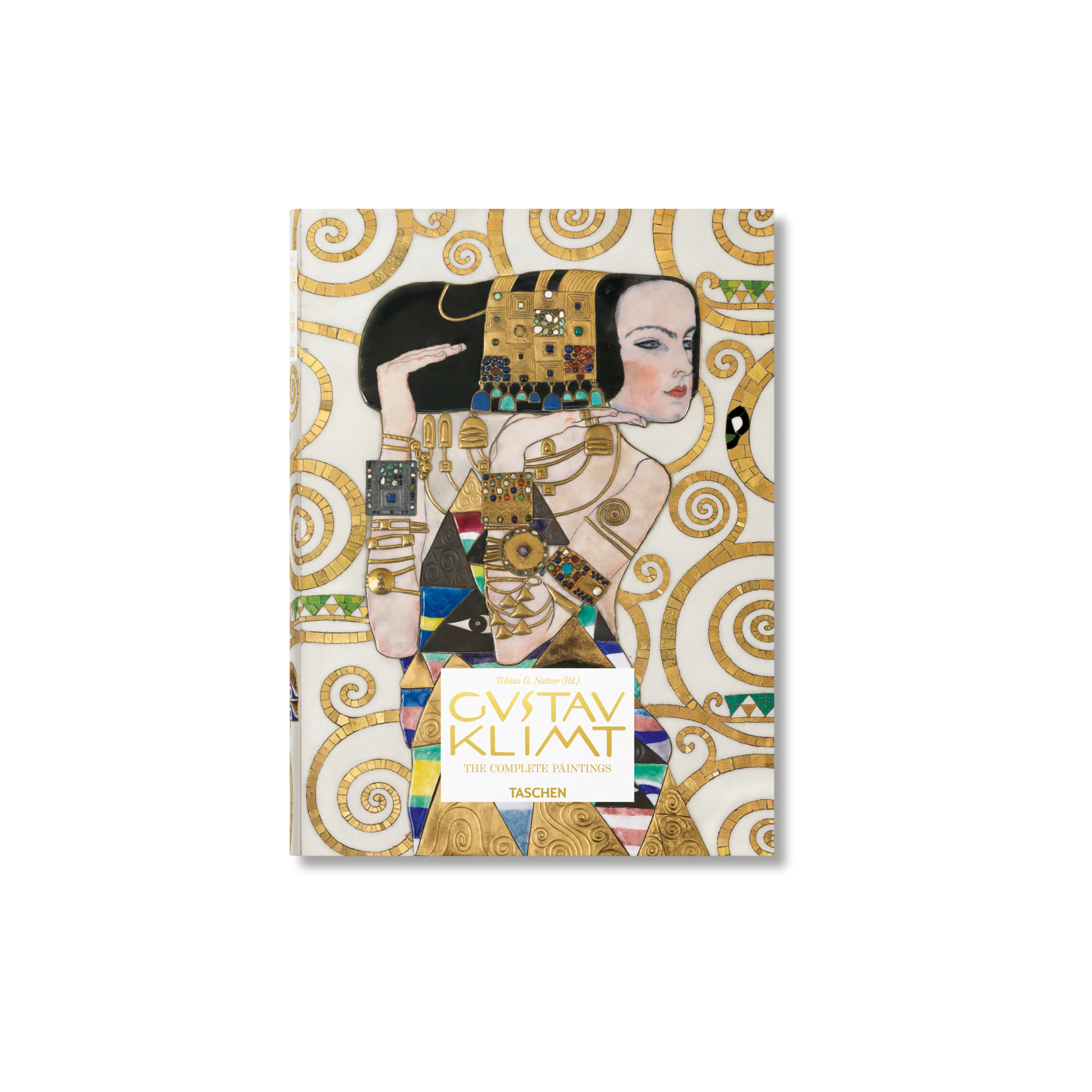 A hardcover book titled Gustav Klimt: The Complete Catalogue, showcasing the full range of the artist's paintings. This volume includes new photographs of the Stoclet Frieze and explores Klimt's contributions to the Secessionist movement, his evocative representations of women, and his renowned “golden phase.” Featuring 676 pages and fold-out illustrations, the book highlights Klimt's iconic works, including The Kiss and Portrait of Adele Bloch-Bauer I, making it a valuable addition to any art enthusiast's 