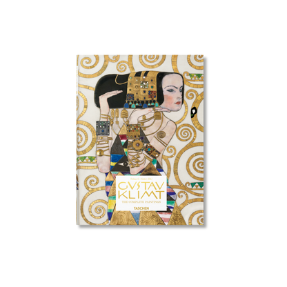 A hardcover book titled Gustav Klimt: The Complete Catalogue, showcasing the full range of the artist's paintings. This volume includes new photographs of the Stoclet Frieze and explores Klimt's contributions to the Secessionist movement, his evocative representations of women, and his renowned “golden phase.” Featuring 676 pages and fold-out illustrations, the book highlights Klimt's iconic works, including The Kiss and Portrait of Adele Bloch-Bauer I, making it a valuable addition to any art enthusiast's 