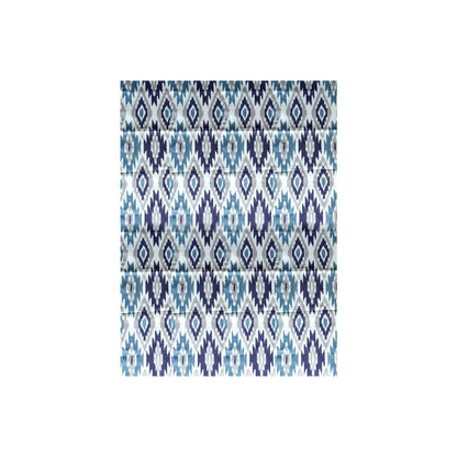 Handprinted Ikat Cotton Tablecloth (Blue/Gray)