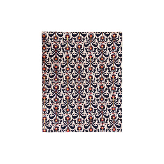 Handprinted Ikat Cotton Tablecloth (Black/Pink/Red)