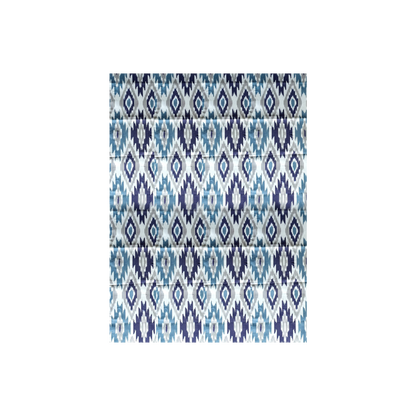 Handprinted Ikat Cotton Tablecloth (Blue/Gray)