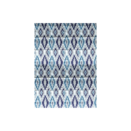 Handprinted Ikat Cotton Tablecloth (Blue/Gray)