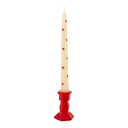 Conical Candle 9.8 inch Red Hearts