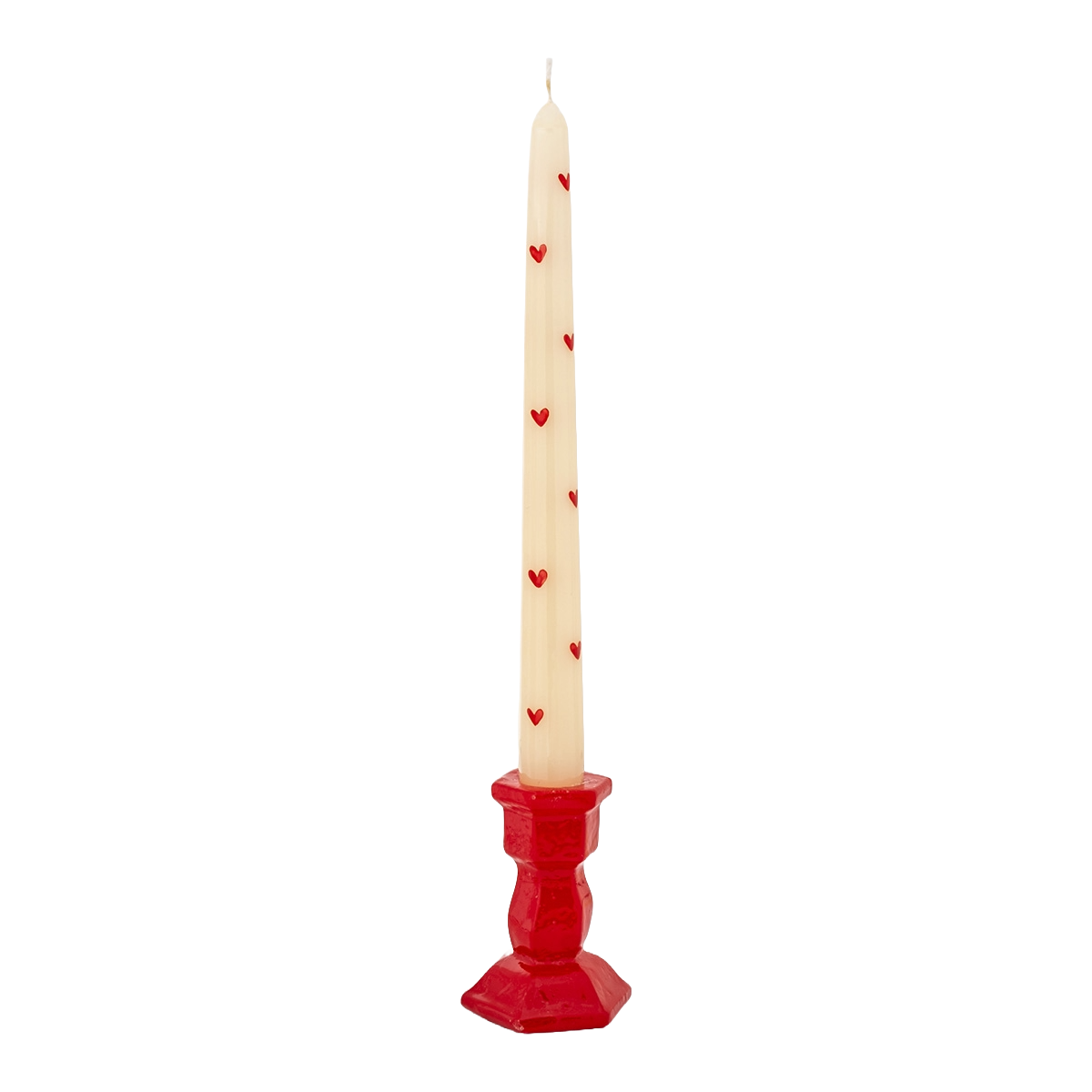 Conical Candle 9.8 inch Red Hearts