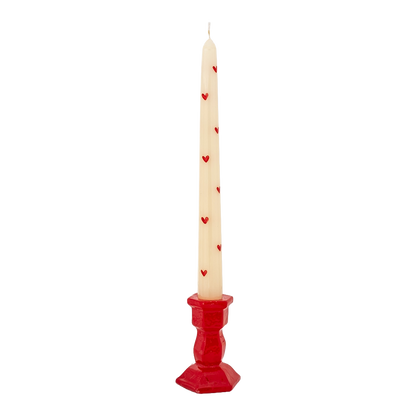 Conical Candle 9.8 inch Red Hearts