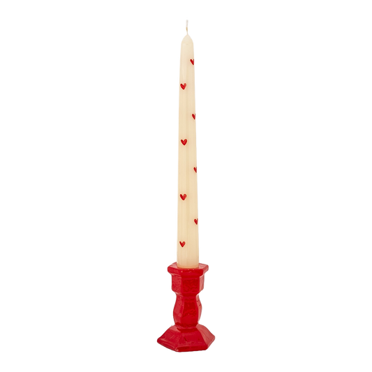 Conical Candle 9.8 inch Red Hearts